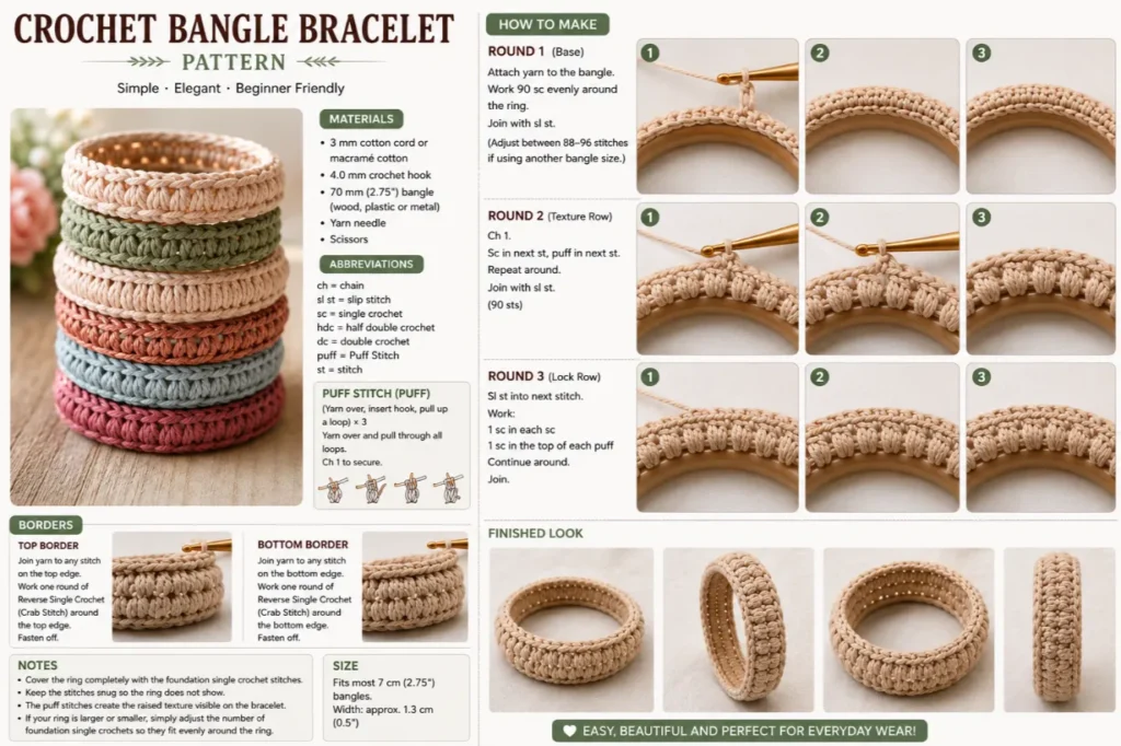 Cute Crochet Bangle Bracelet Pattern 2 Crochet Bangle Bracelet Pattern Step-by-Step Guide