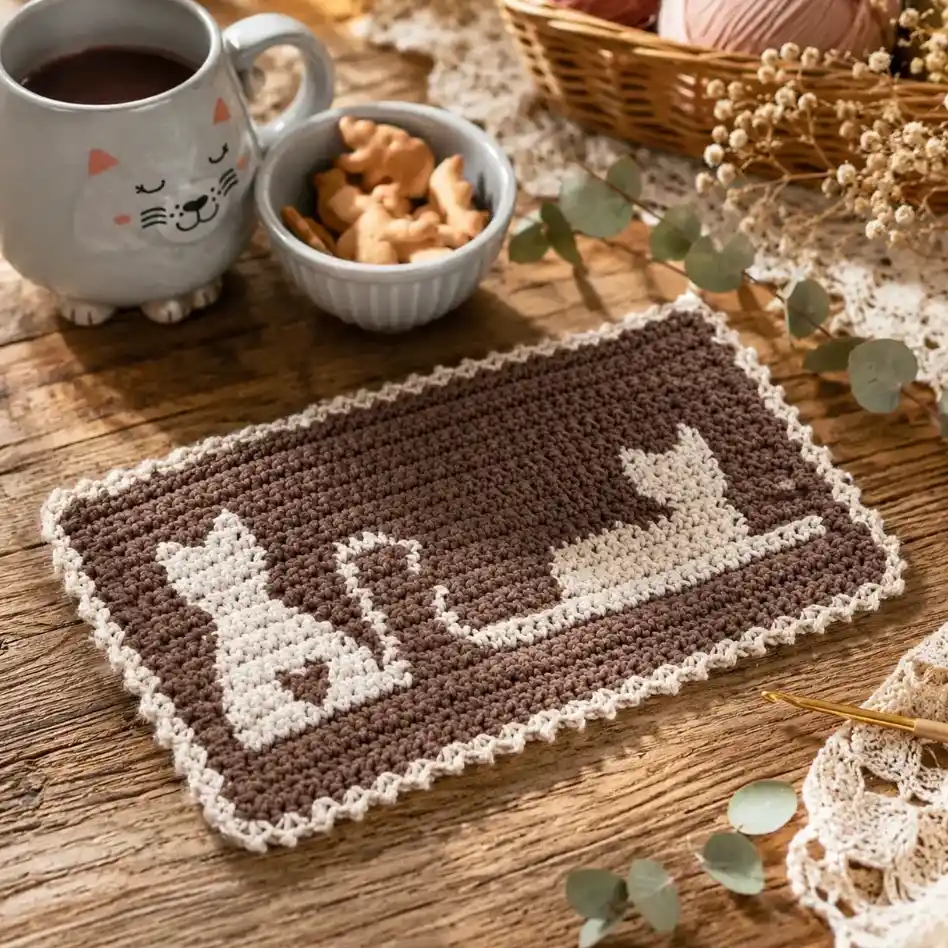 Crochet Cat Mug Rug Pattern: Perfect Beginner Project 3 Crochet Cat Mug Rug Pattern: Perfect Beginner Project