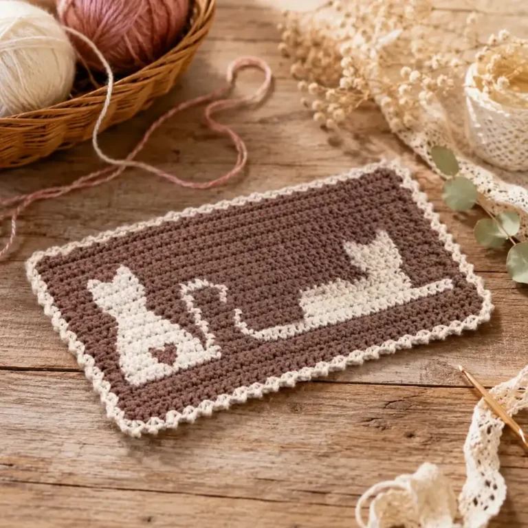 Crochet Cat Mug Rug Pattern: Perfect Beginner Project 8 Crochet Cat Mug Rug Pattern - free crochet pattern