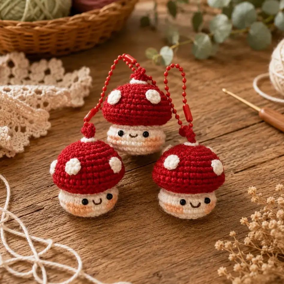 Whip Up This Crochet Mushroom Keychain Pattern in 30 Minutes - Beginner Friendly 2 Whip Up This Crochet Mushroom Keychain in 30 Minutes — Beginner Friendly