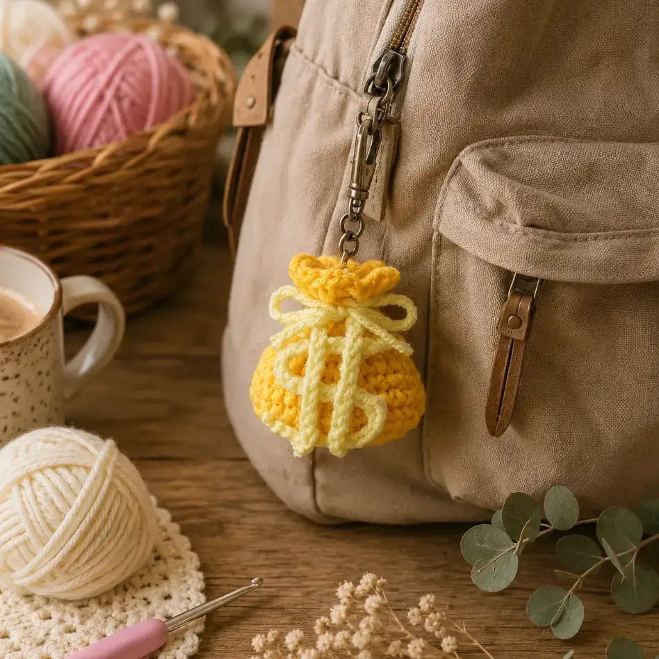 Free Mini Crochet Drawstring Pouch Pattern (1-Hour Project) 3 Free Mini Crochet Drawstring Pouch Pattern (1-Hour Project)